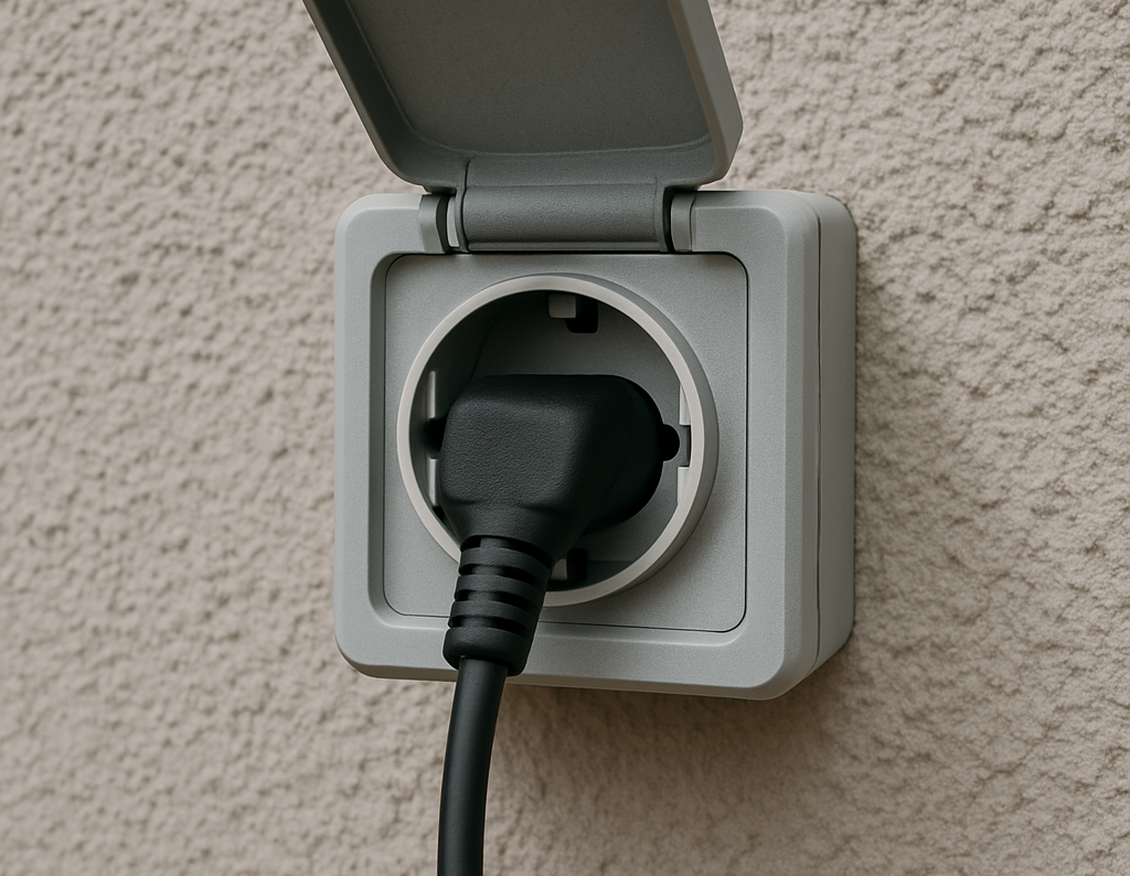 ChatGPT Image 26. Juni 2025, 16_31_20 Kabel in einer Ausßensteckdose